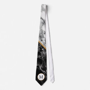 Monogram Schwarz-weiß Marble Neck Tie Krawatte