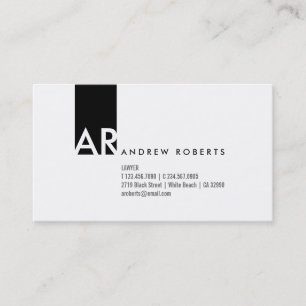 Monogram Schwarz-weiß Modern Business Card Visitenkarte