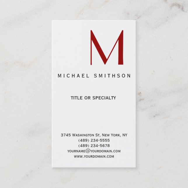 Monogram Schwarz-weiß Modern Simple Business Card Visitenkarte (Vorderseite)