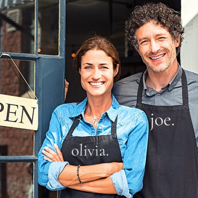 Monogram Schwarz-weiß Modern Simple Sein Name Schürze (Von Creator hochgeladen)