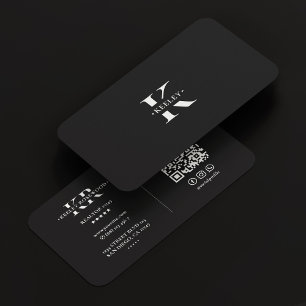Monogram Schwarz-weiß Modern Simple Visitenkarte