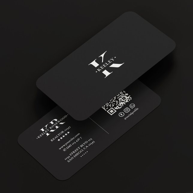 Monogram Schwarz-weiß Modern Simple Visitenkarte (Monogram Black White Modern Simple Business Card
)