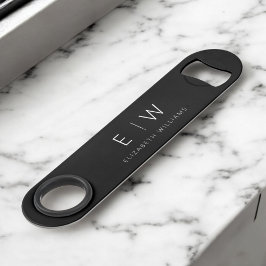 Monogram Schwarz-weiß Modernes Minimalistisches El Speed Flaschenöffner