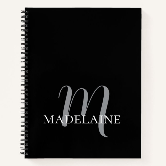 Monogram Schwarz-weiß Personal Notizbuch (Vorderseite)