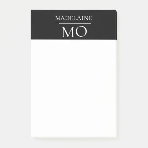 Monogram Schwarz-weiß Personal Post-it Klebezettel