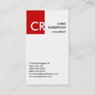 Monogram Schwarz-weiß Red Business Card Visitenkarte