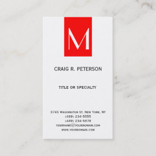 Monogram Schwarz-weiß Red Modern Business Card Visitenkarte