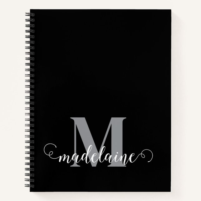 Monogram Schwarz-weiß Silver Personal Notizbuch (Vorderseite)