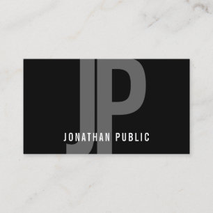 Monogram Schwarz-weiß Simple Template Beruflich Visitenkarte