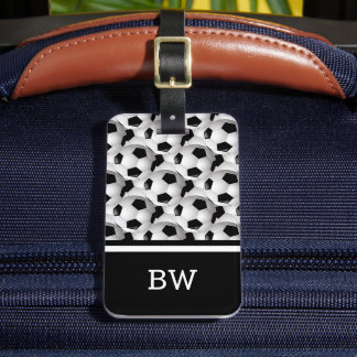 Monogram Schwarz-weiß Soccer Ball Muster Gepäckanhänger