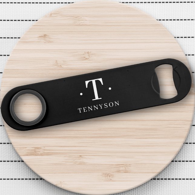 Monogram Schwarz-weiß Stylish Modernes Minimalisti Speed Flaschenöffner (Von Creator hochgeladen)