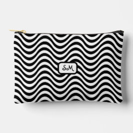 Monogram Schwarz-weiß Wavy Stripes Psychedelic SM Zubehörtasche