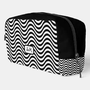 Monogram Schwarz-weiß Wavy Stripes Psychedelic Waschbeutel