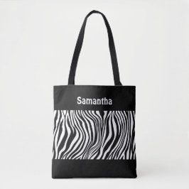 Monogram Schwarz-weiß Zebra Drucktasche