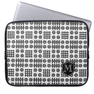 Monogram Schwarz-weiße Imitate Welsh TapestPattern Laptopschutzhülle
