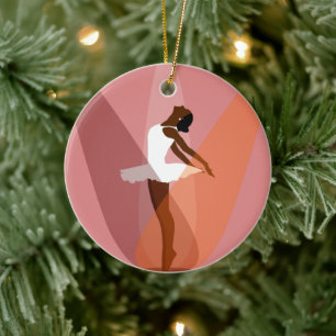 Monogram Schwarze Ballerina Afroamerikanische Tänz Keramik Ornament