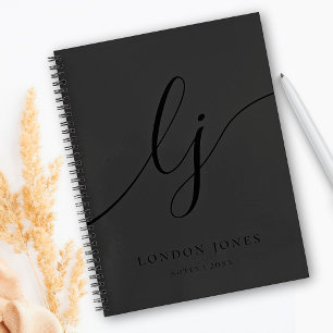 Monogram Schwarze Kalligrafie Initialen Elegante S Notizbuch