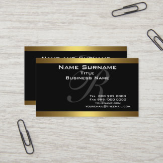 Monogram Schwarze und Goldene Visitenkarten Visitenkarte