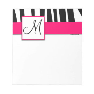 Monogram Schwarze Zebrastreifen Hot Pink Notizbloc Notizblock