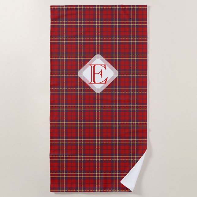 Monogram, Scottish Highland Clan red kariert tarta Strandtuch (Vorderseite)