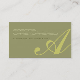 Monogram Script Beige Makeup Artist Business Card Visitenkarte