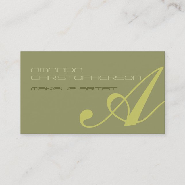 Monogram Script Beige Makeup Artist Business Card Visitenkarte (Vorderseite)