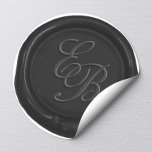 Monogram Script Black Wax Siegel Gastgeschenk Hoch Runder Aufkleber<br><div class="desc">Monogram Script Black Wax Siegel Gastgeschenk Hochzeit Stickers.</div>