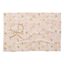 Monogram Script Blush Pink Gold Mermaid Scales