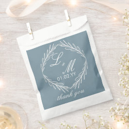 Monogram Script Branch Dusty Blue Wedding Geschenktütchen