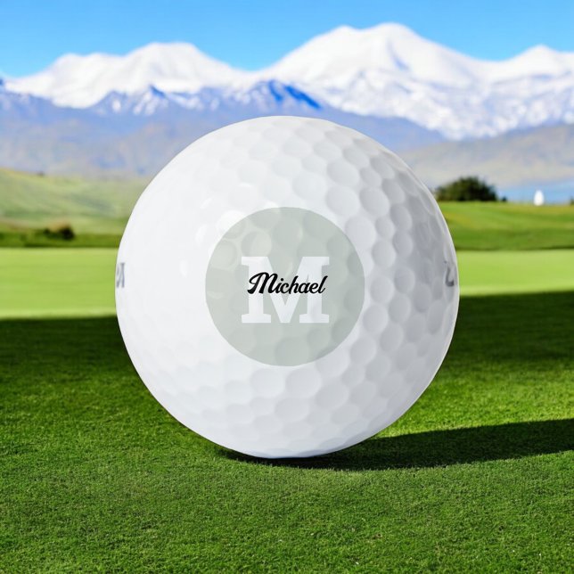 Monogram Script Calligraphy Sage Green Golfball (Von Creator hochgeladen)