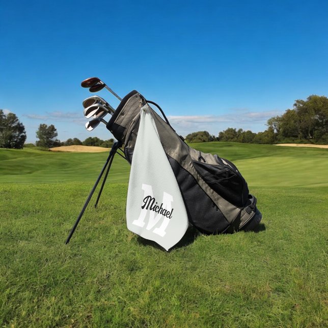 Monogram Script Calligraphy Sage Green Golfhandtuch (Von Creator hochgeladen)