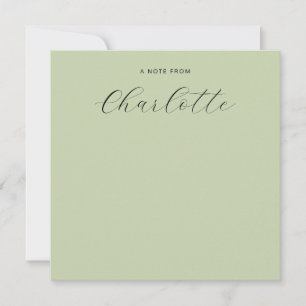 Monogram Script Calligraphy Sage Green Mitteilungskarte