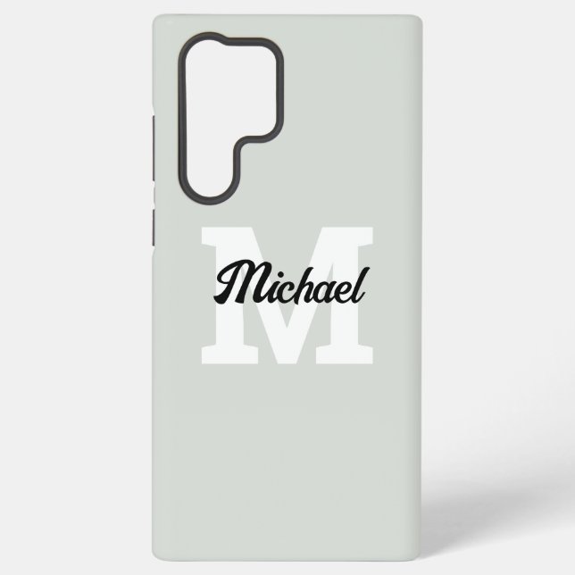 Monogram Script Calligraphy Sage Green Samsung Galaxy Hülle (Rückseite)