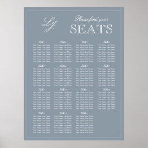 Monogram Script Dusty Blue Modern Wedding Sees Poster