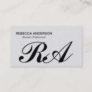 Monogram Script Gray   Light Gray Visitenkarte
