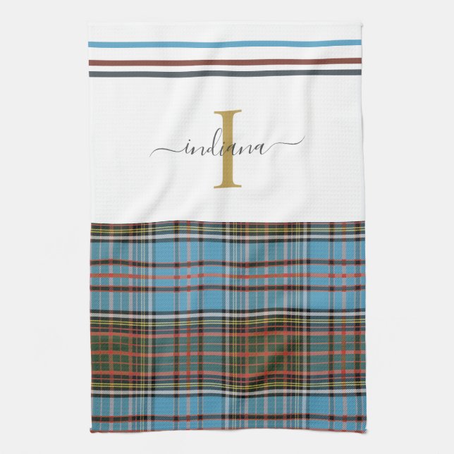 Monogram Script Kariert Tartan Clan Anderson Karo Geschirrtuch (Vertikal)