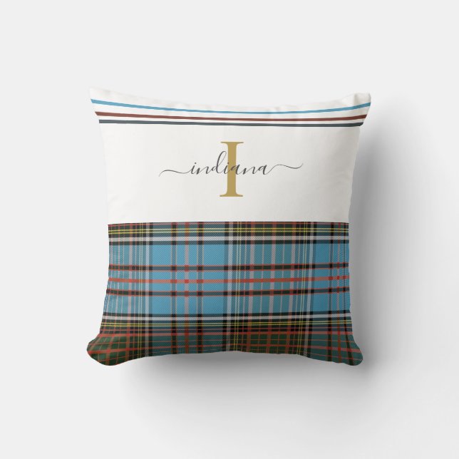 Monogram Script Kariert Tartan Clan Anderson Kissen (Vorderseite)