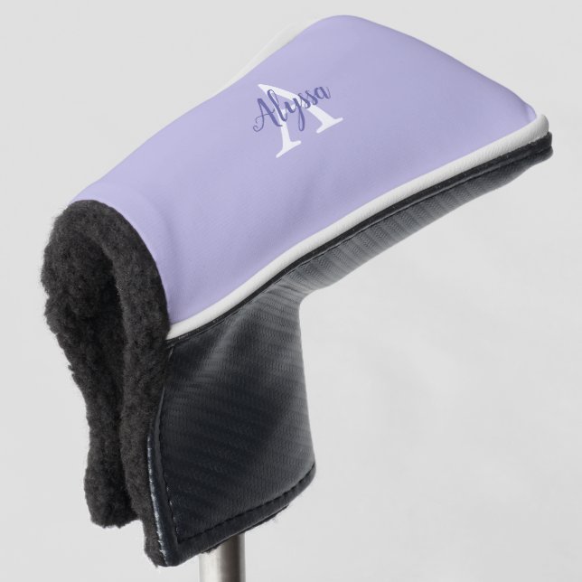 Monogram Script Lila Lavendel Golf Headcover (3/4 Vorderseite)