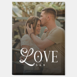 Monogram Script Love Custom Engaged Couples Photo Magnet