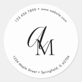 Monogram Script Marketing White Runder Aufkleber