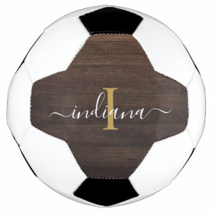 Monogram Script Name Initial Girl Custom Rustic Fußball