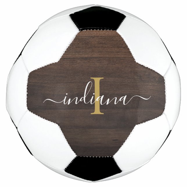 Monogram Script Name Initial Girl Custom Rustic Fußball (Vorderseite)