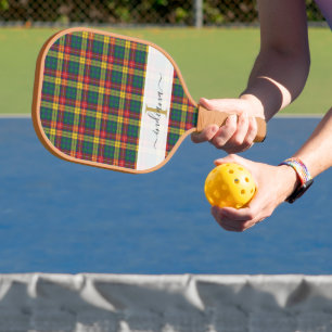 Monogram Script Name Kariert Clan Buchanan Tartan Pickleball Schläger