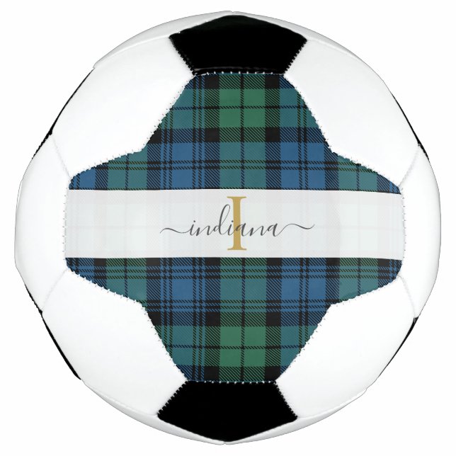 Monogram Script Name Kariert Clan Campbell Tartan Fußball (Vorderseite)