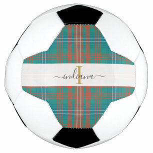 Monogram Script Name Kariert Clan Wilson Tartan Fußball