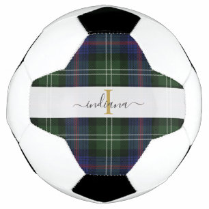 Monogram Script Name Kariert Rustic Tartan Fußball