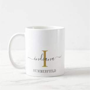Monogram Script Name Stilistisch Gold Gray Minimal Kaffeetasse