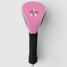 Monogram Script Pink Driver Golf Head Cover Headcover
