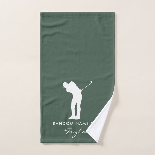 Monogram Script Sage Green Club Name Personalisier Handtuch (Handtuch)