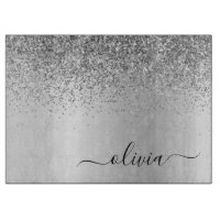 Monogram Script Silver Black Glitzer Girenname